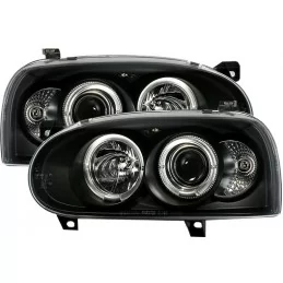 Golf 3 tuning-strålkastare - Angel eyes black