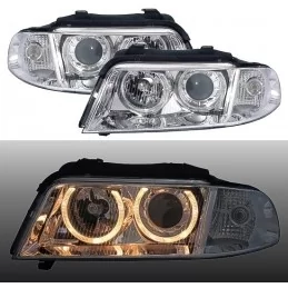 Front headlights chrome angel eyes for Audi A4