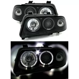 Details about   Black clear finish headlights with angel eyes for AUDI A4 B5 94-99 RHD CARS