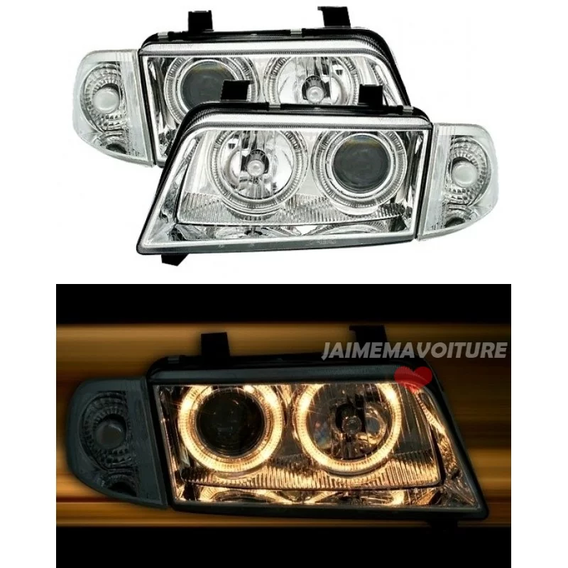 Headlights angel eyes Audi A4 B5 Chrome