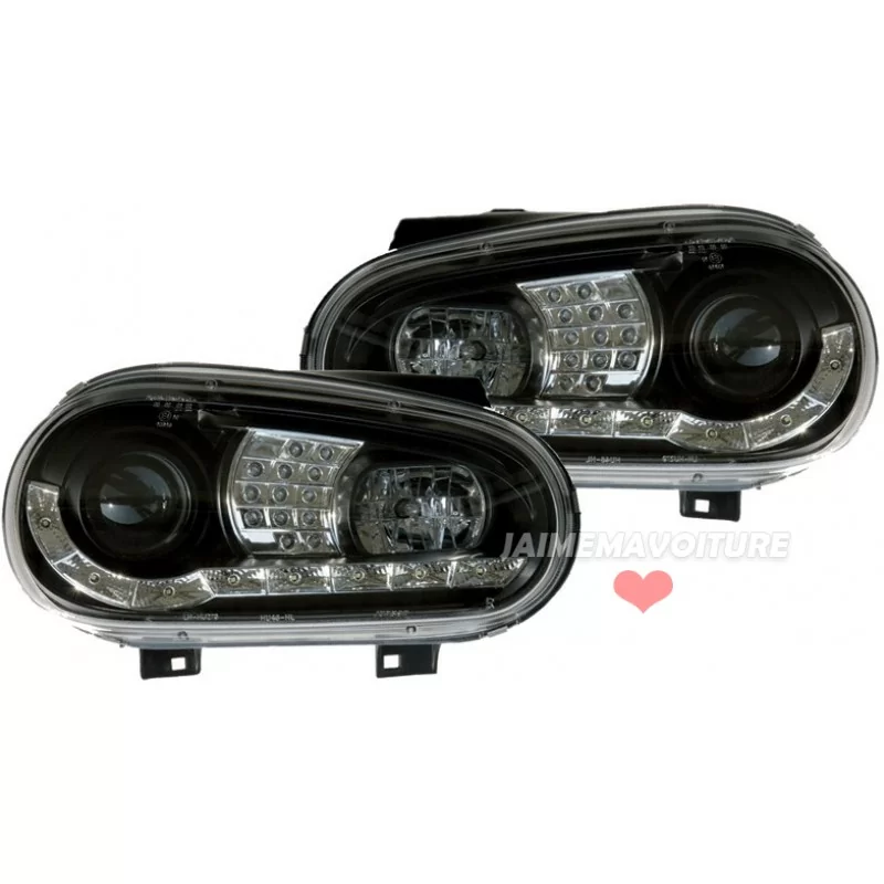 Luces delanteras de leds para Golf 4 negro