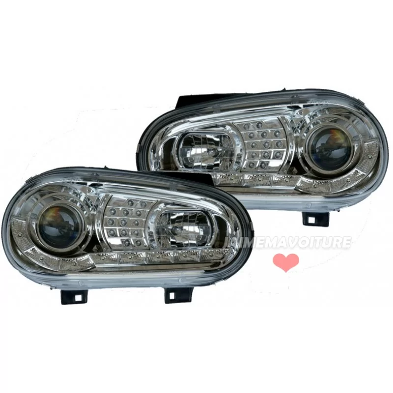 Chrome front lights to leds for Golf 4