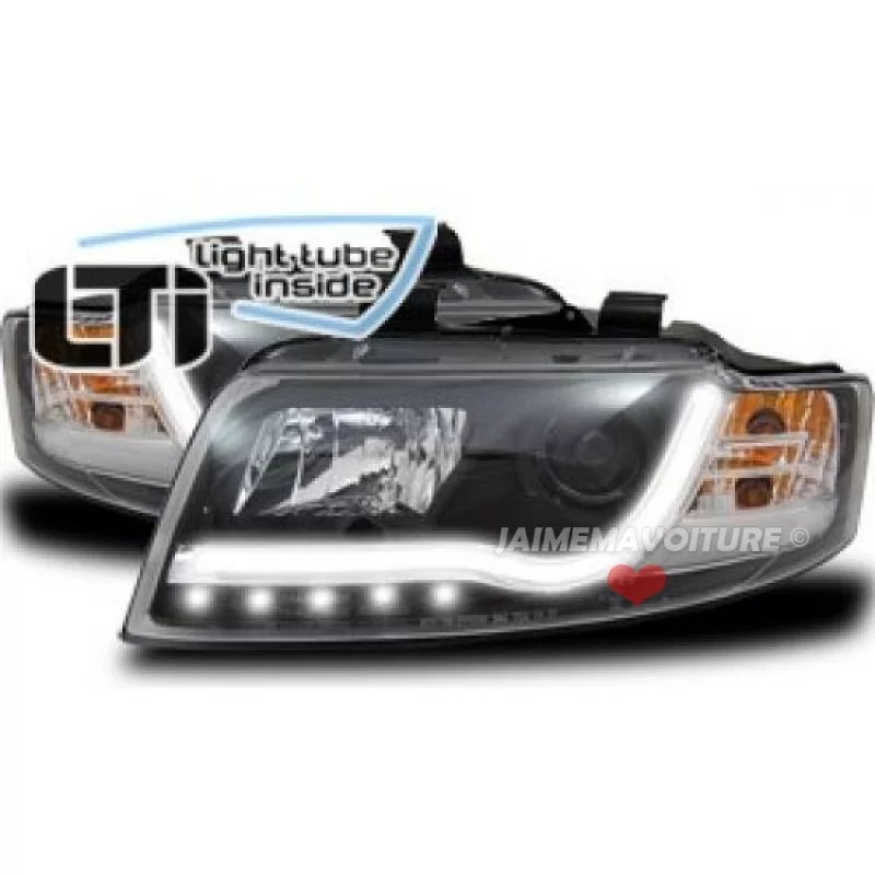 Black front headlights LTI Audi A4 B6