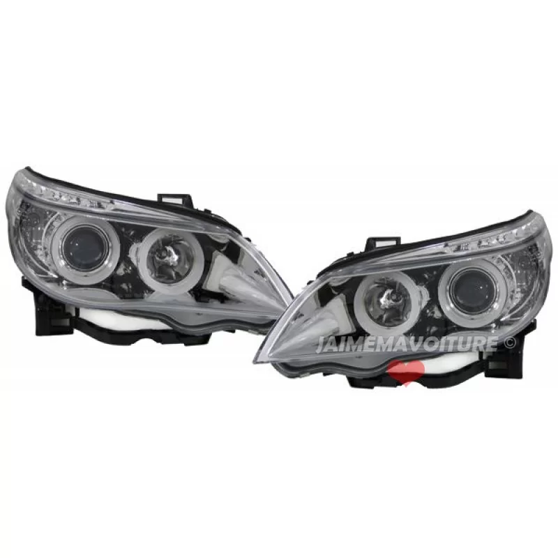 Pair of angel eyes headlight BMW CCFL series 5 E60