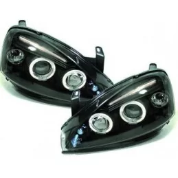 2 Scheinwerfer Opel Corsa C 00-06 Angel Eyes - Schwarz