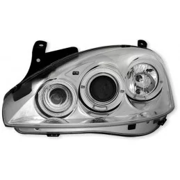 Phares avants angel eyes pour Opel Corsa C chrome