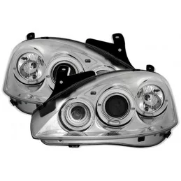 Phares avants angel eyes pour Opel Corsa C chrome