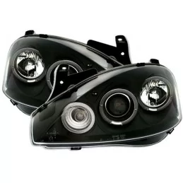 Front headlights angel eyes for Opel Corsa C Black