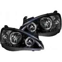 LED Angel Eyes Scheinwerfer für Opel Corsa C 01-06 schwarz