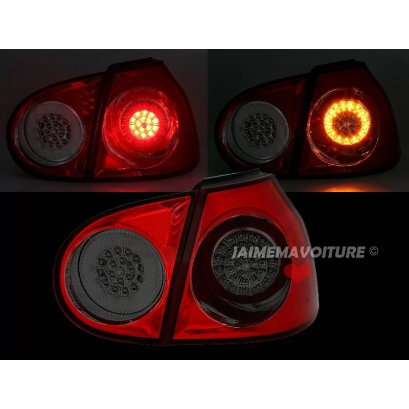 Original VW LED Rückleuchten SET für VW Golf 5 V in Kirschrot Rot / Schwarz  