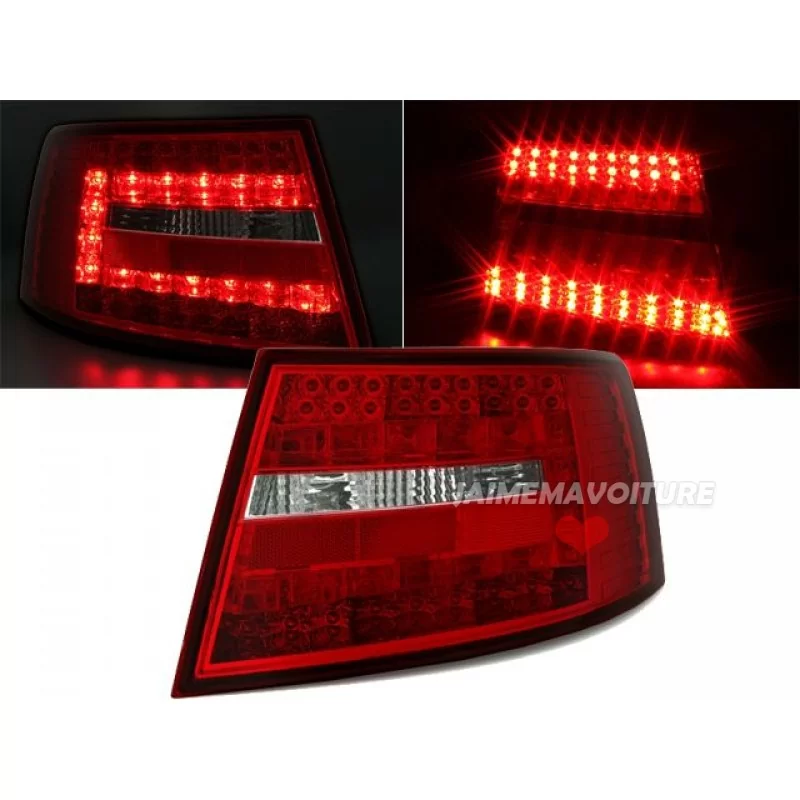 Audi A6 red white led rear lights