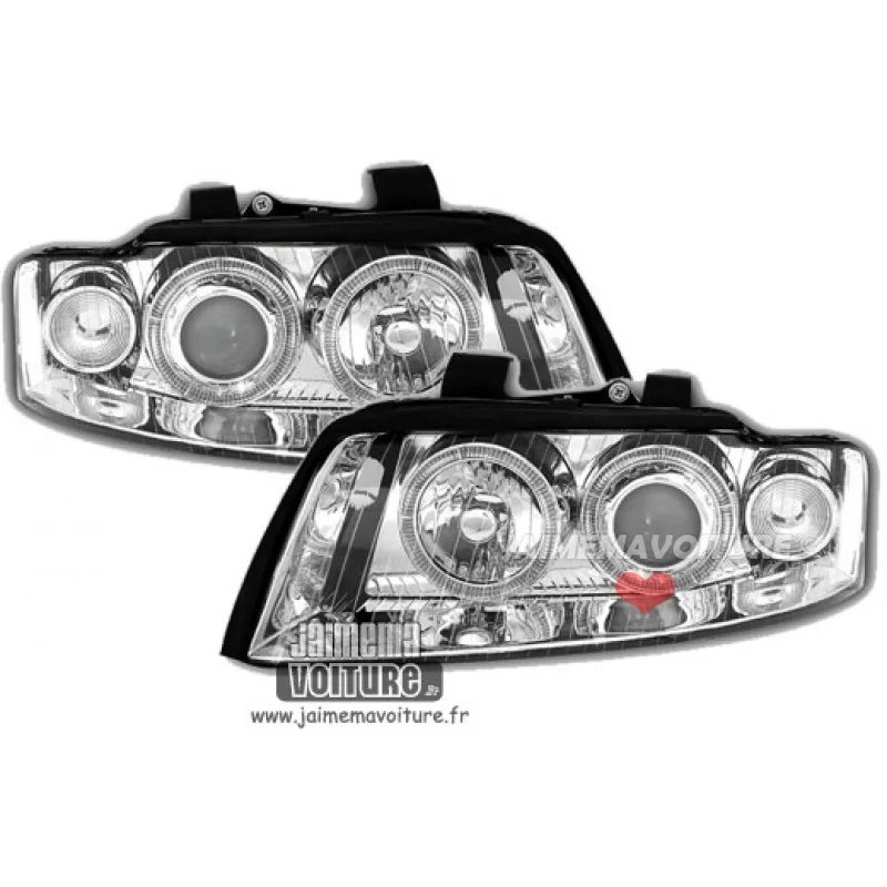 Front lights tuning angel eyes audi a4