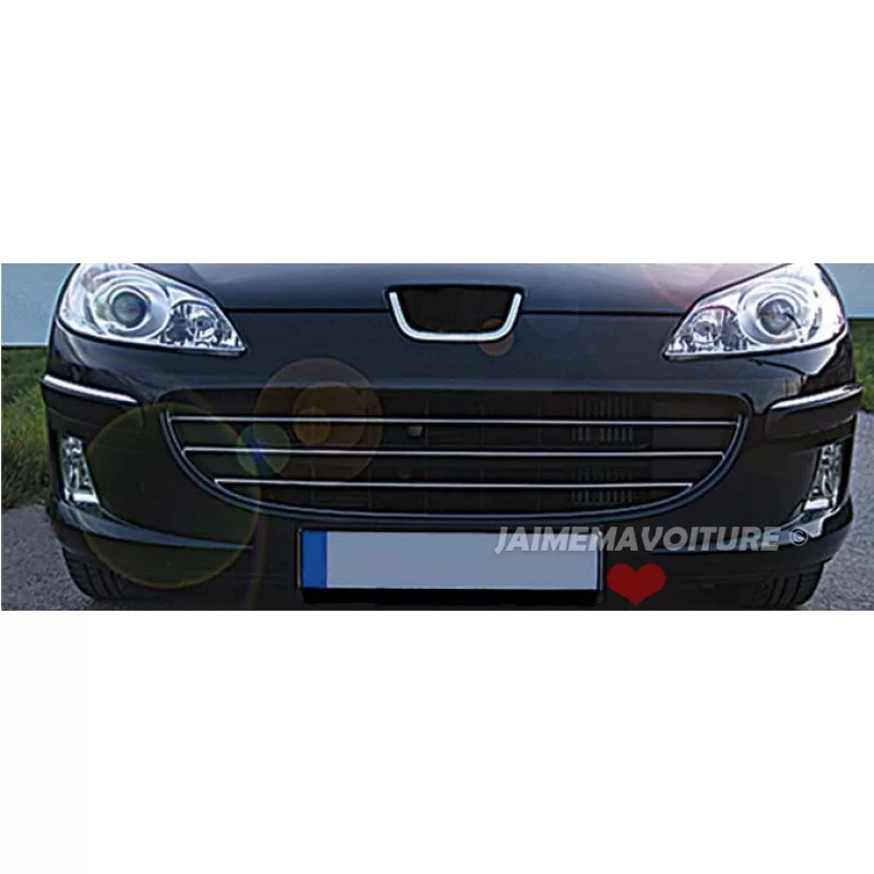 Chroom aluminium roosterrand 3 st. roestvrij staal PEUGEOT 407