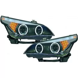 Front headlights angel eyes CCFL for BMW series 5 black - Look F10