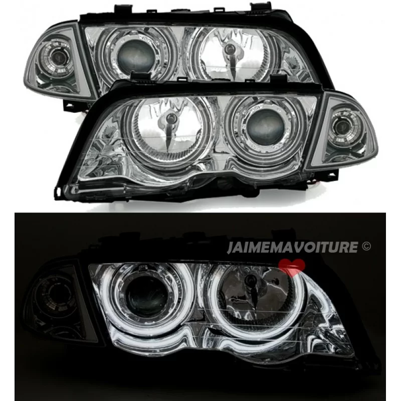 Phares avants angel eyes CCFL BMW Série 3 Chrome Phares avants angel eyes CCFL BMW Série 3 Chrome