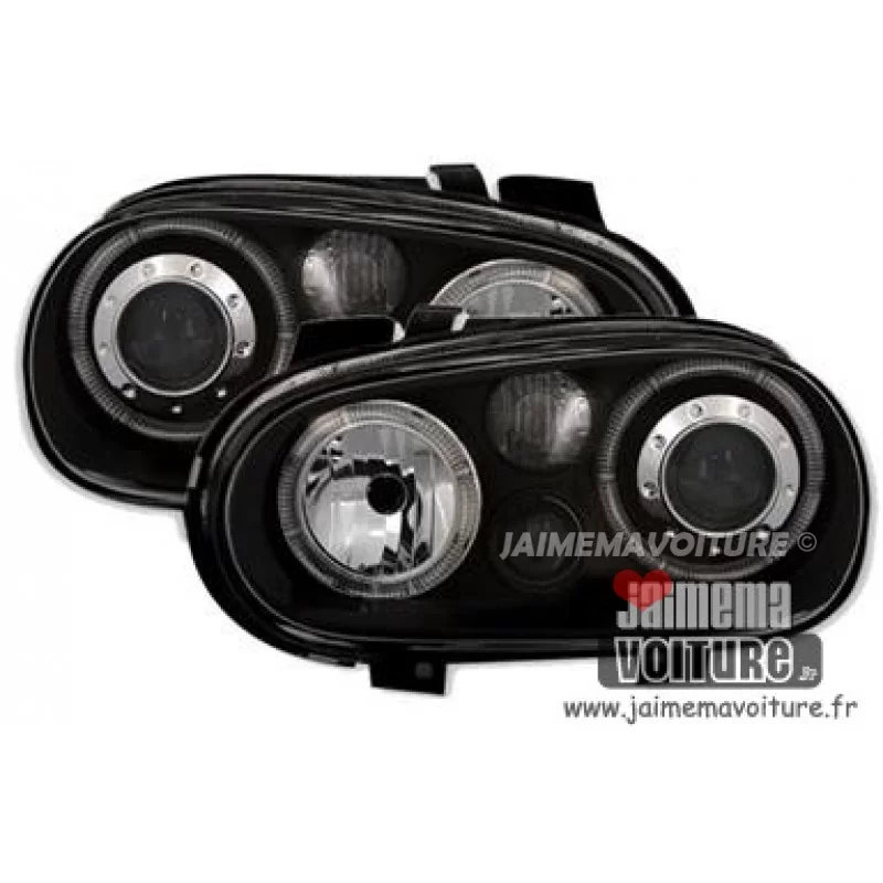 Fari anteriori angel eyes Golf 4 neri