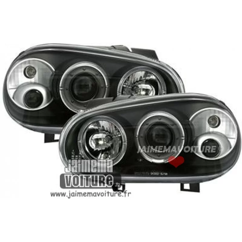 Fronten Scheinwerfer Angel Eyes schwarz Golf 4