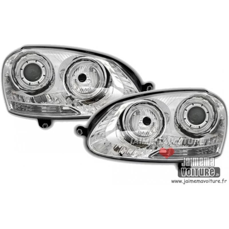 Angel eyes headlights front Chrome Golf 5