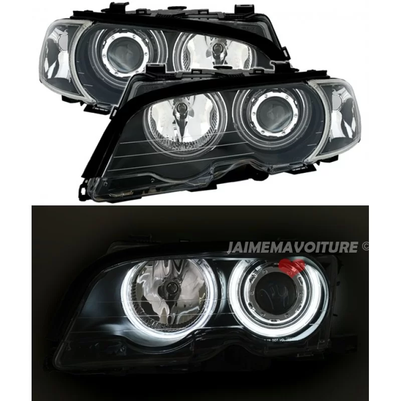 Front headlights angel eyes BMW series 3 E46 cut cabriolet