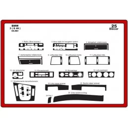 Insert tableau de bord BMW Série 3 E46 25 pièces