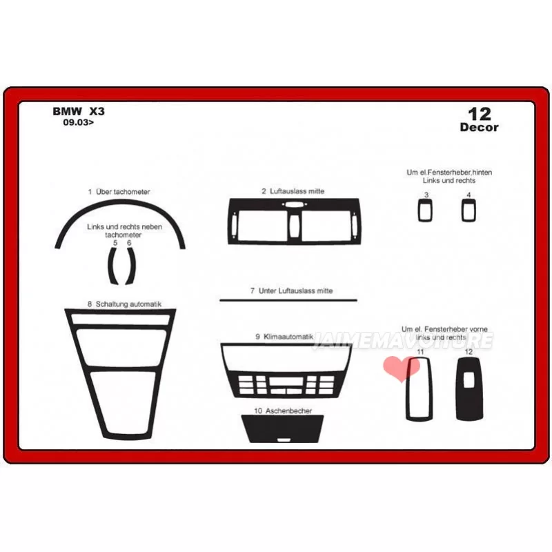 Dashboard insert BMW X3 12 pieces