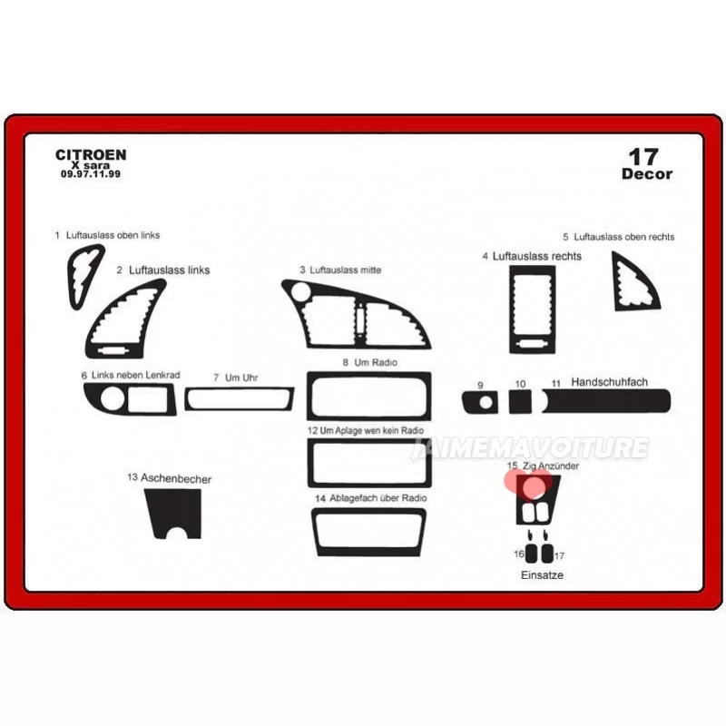 Dashboardinzet CITROEN Xsara I 17 stuks