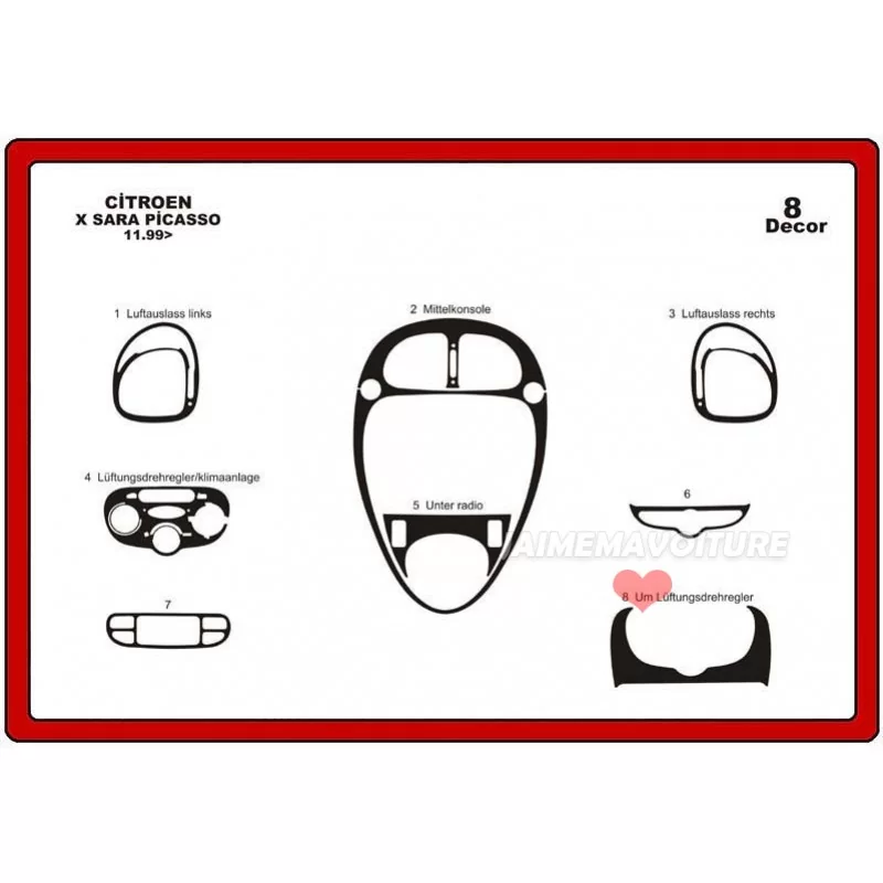 Dashboard insert CITROEN Xsara Picasso 8 stuks