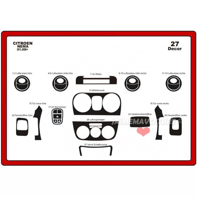 Insert tableau de bord CITROEN Nemo 27 pièces Insert tableau de bord CITROEN Nemo 27 pièces