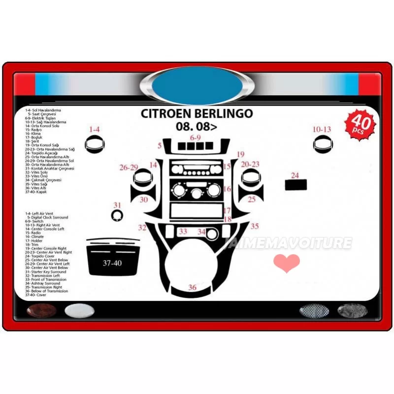 Insert tableau de bord CITROEN Berlingo 2 40 pièces Insert tableau de bord CITROEN Berlingo 2 40 pièces
