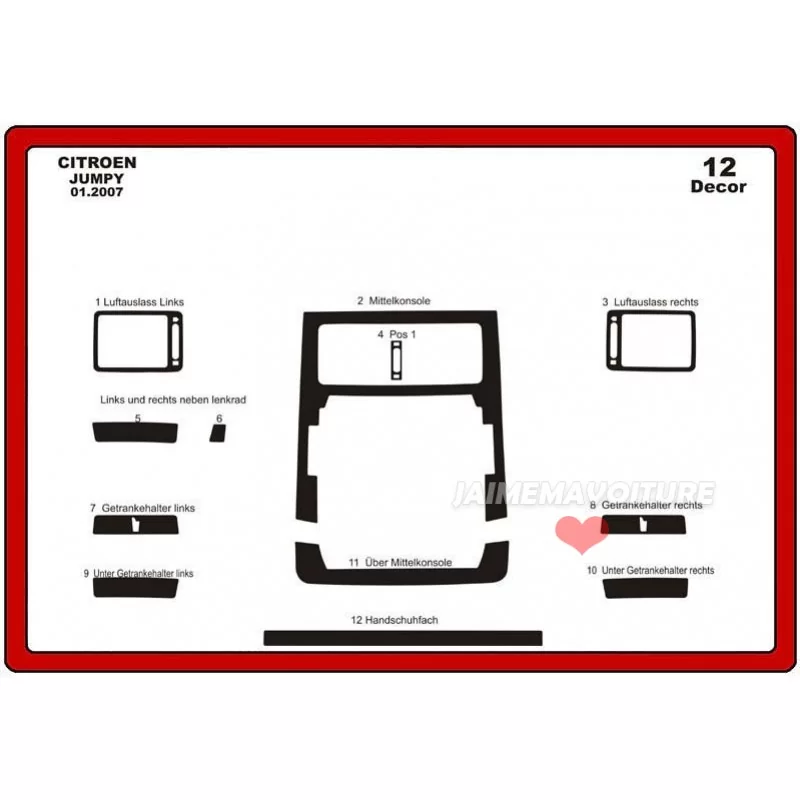 Insert tableau de bord CITROEN Jumpy 2007- 12 pièces