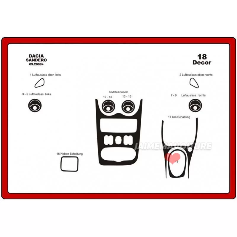 Dashboard insert DACIA Logan 18 pieces