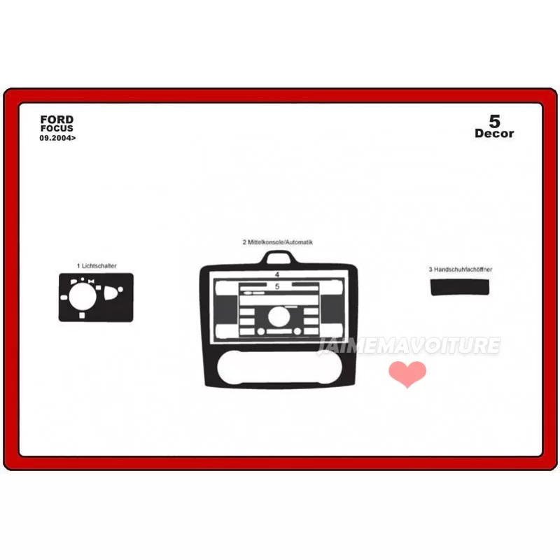 Insert tableau de bord FORD Focus 2004-2010 5 pièces Insert tableau de bord FORD Focus 2004-2010 5 pièces