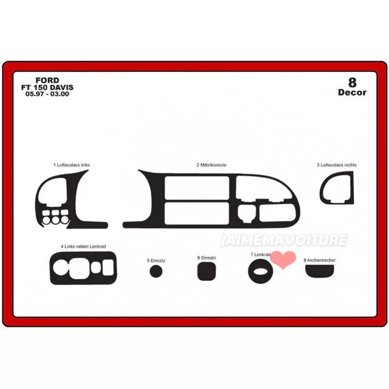 Insert tableau de bord FORD Transit 1997-2000 8 pièces