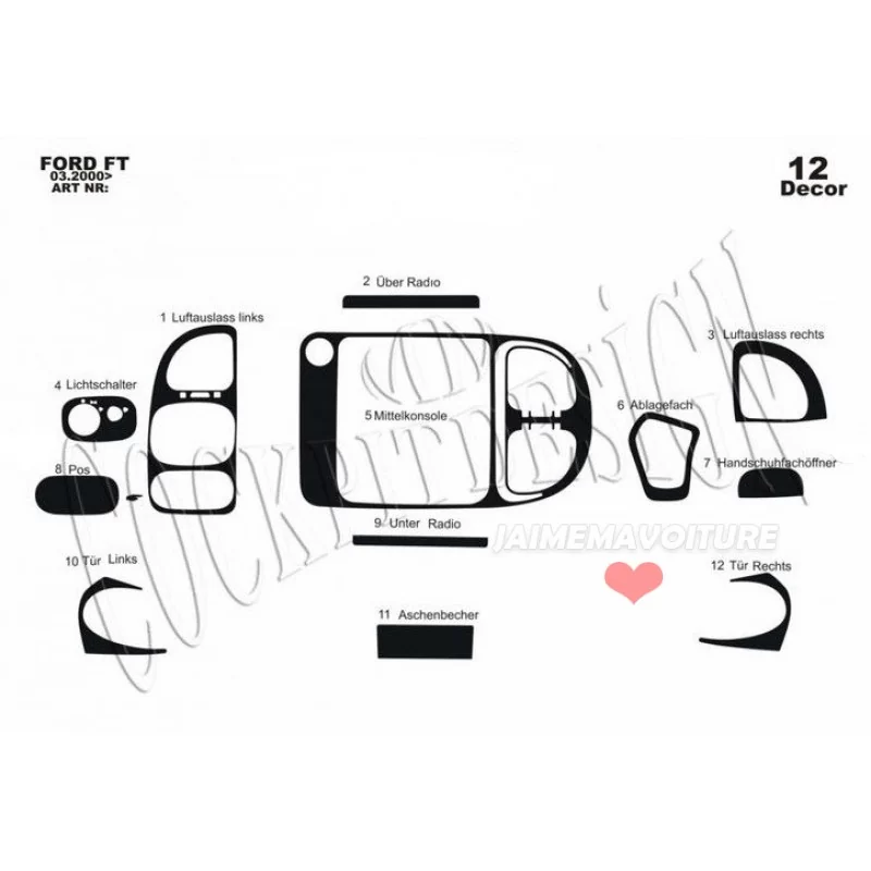 Dashboard insert FORD Transit 2000-2006 12 pieces