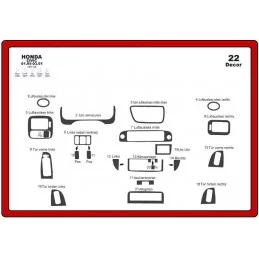 Armaturenbretteinsatz HONDA Civic 1995-2001 22 Stück