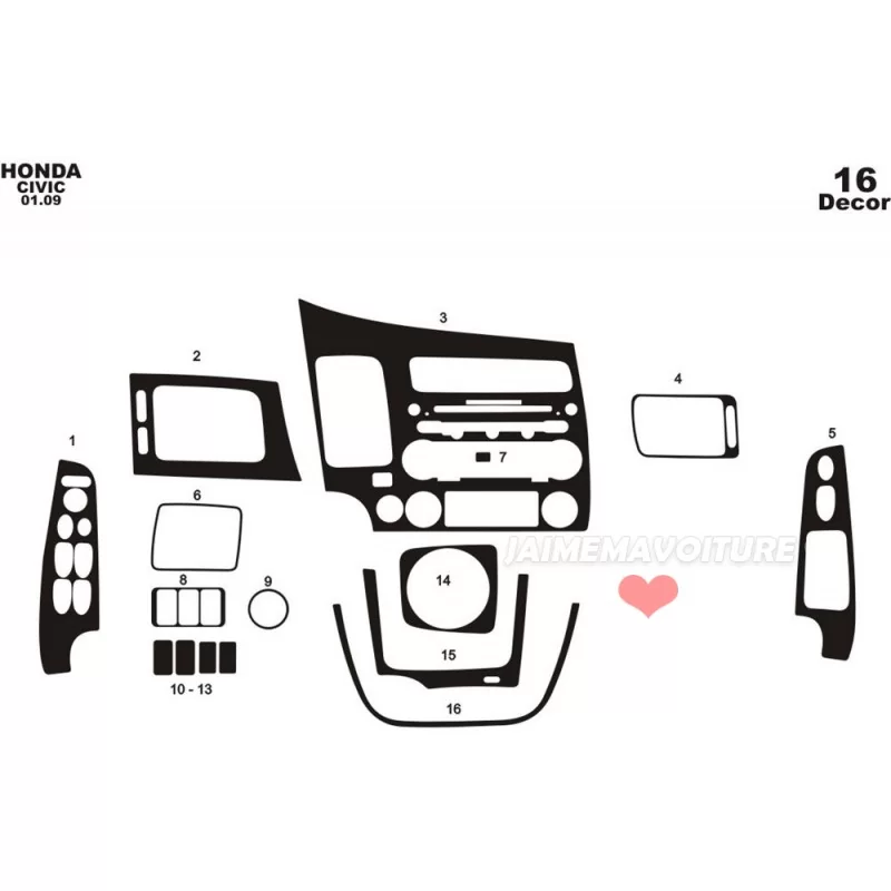 Dashboard insert HONDA Civic 2012- 16 pieces Dashboard insert HONDA Civic 2012- 16 pieces