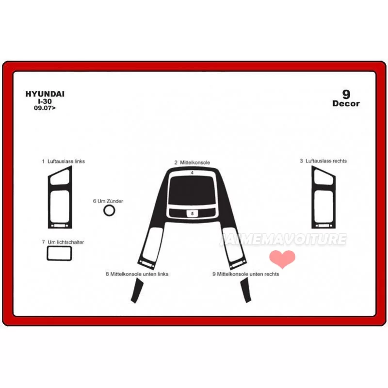 Dashboard insert HYUNDAI I 30 9 pieces