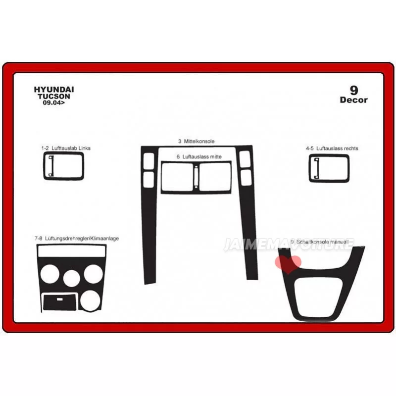 Dashboard inzet HYUNDAI Tucson 9 stuks