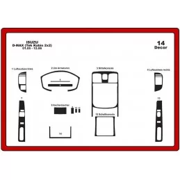 ISUZU D Max Single Cab 4X2 14-delig dashboard inzetstuk