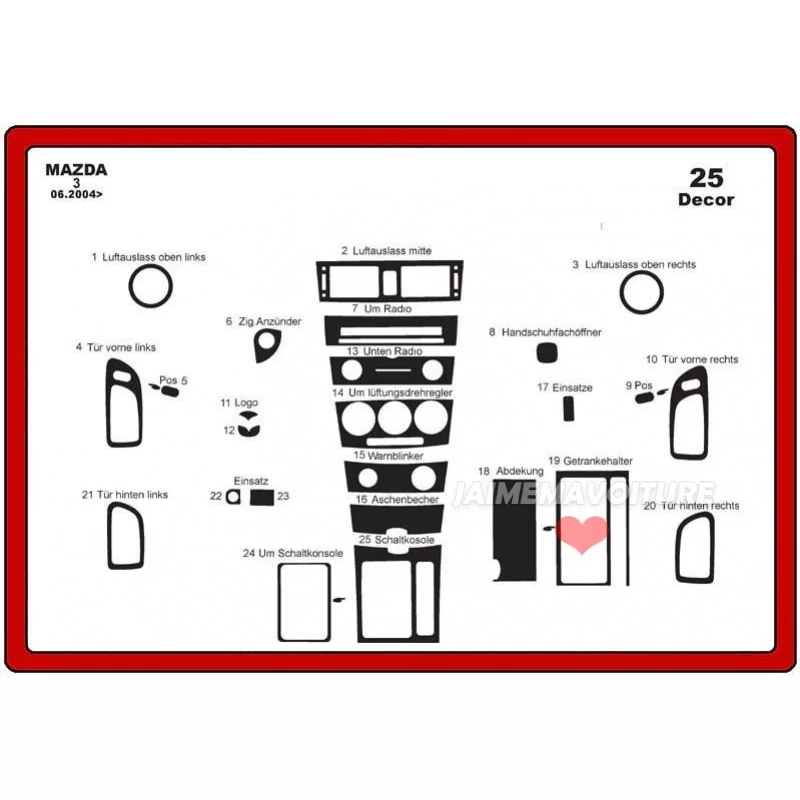 Dashboard insert MAZDA Mazda 3 25 pieces