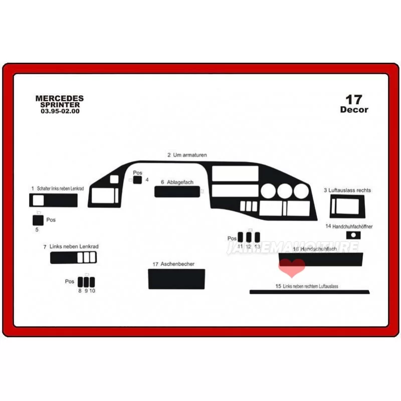 Dashboard insert MERCEDES Sprinter / Volt 17 stuks