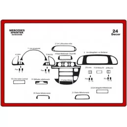 Dashboard insert MERCEDES Sprinter 2000-2006 24 stuks