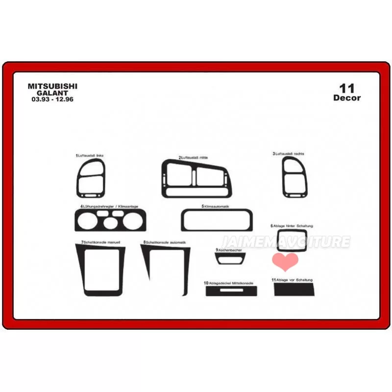 Dashboard insert MITSUBISHI Galant 11 pieces