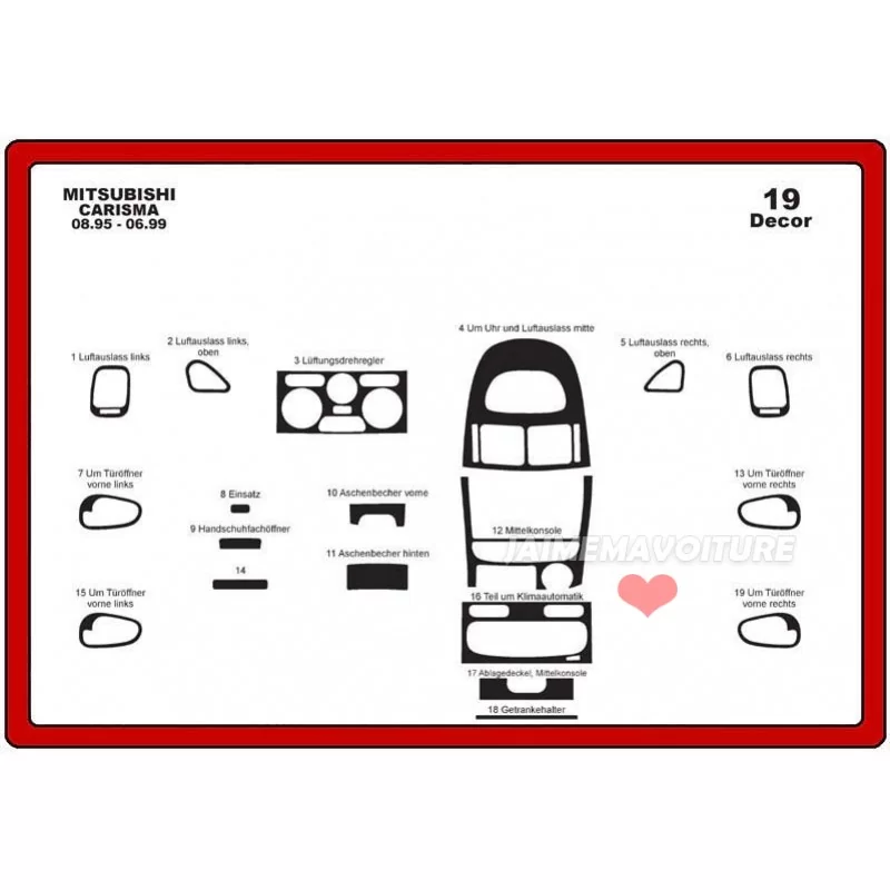 Dashboard insert MITSUBISHI Carisma 19 stuks