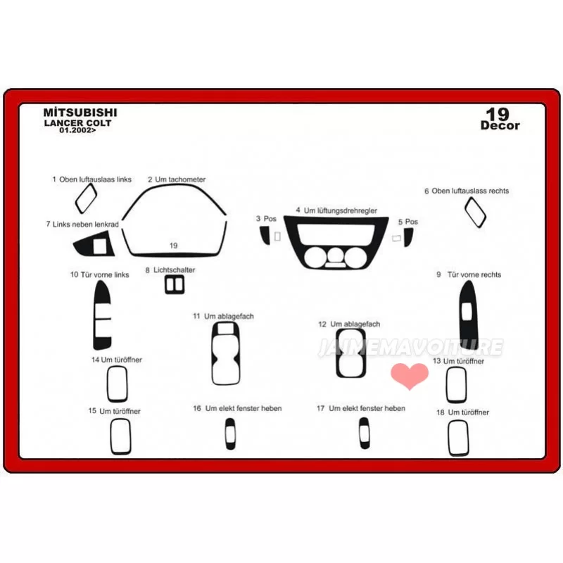 Dashboard insert MITSUBISHI Lancer 19 stuks