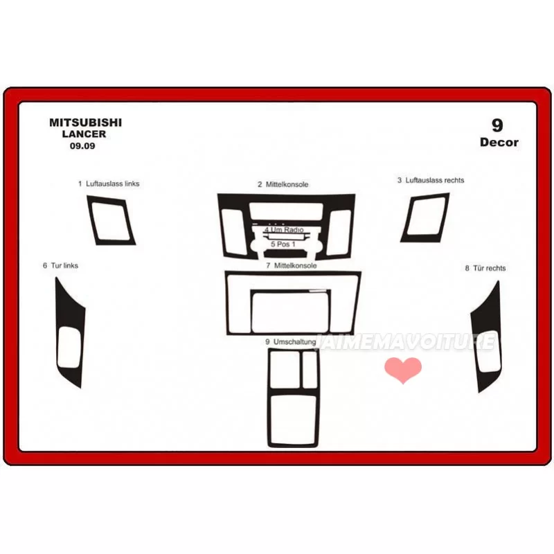 Dashboard insert MITSUBISHI Lancer 9 stuks