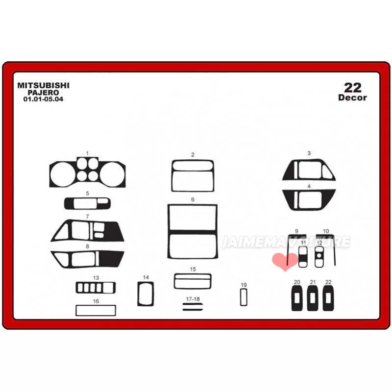 Insert tableau de bord MITSUBISHI   Pajero 22 pièces