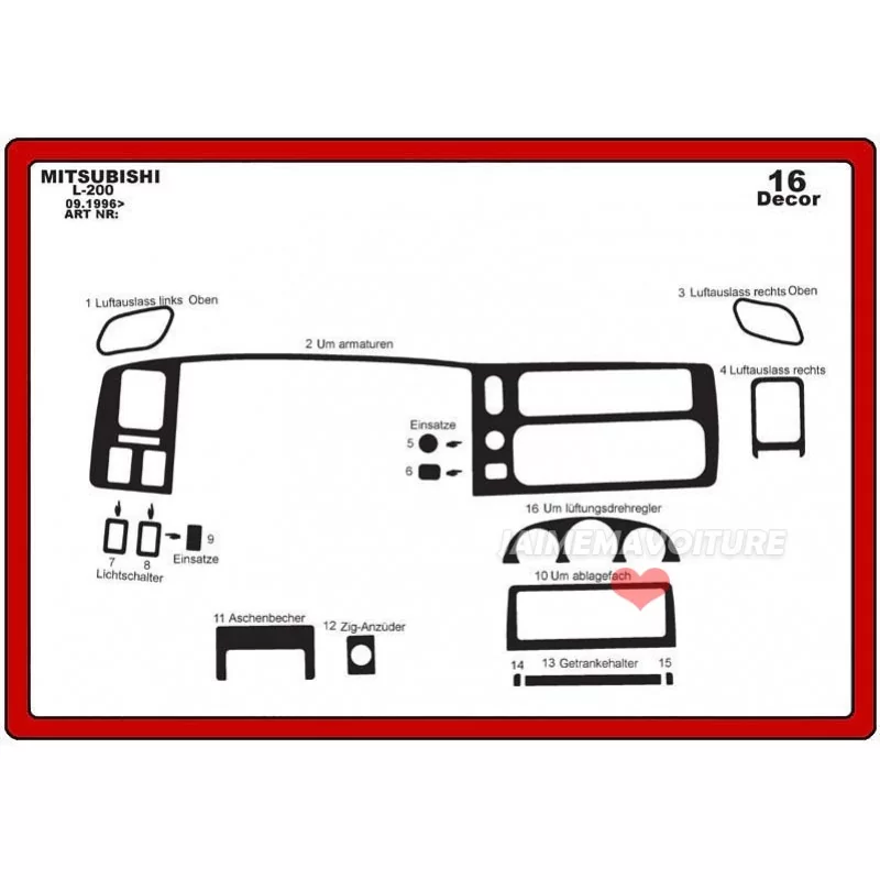 Dashboard insert MITSUBISHI L 200 16 pieces