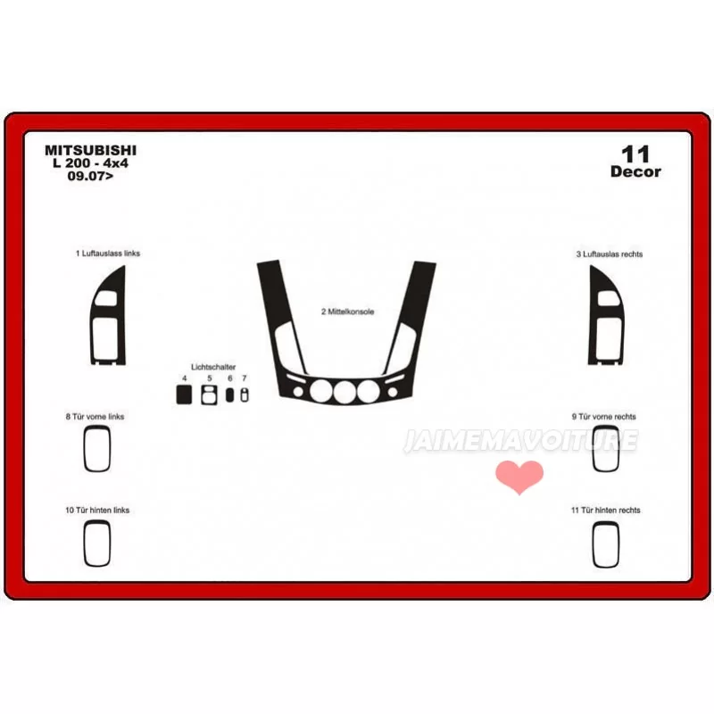 Dashboard insert MITSUBISHI L 200 4x4 11 stuks