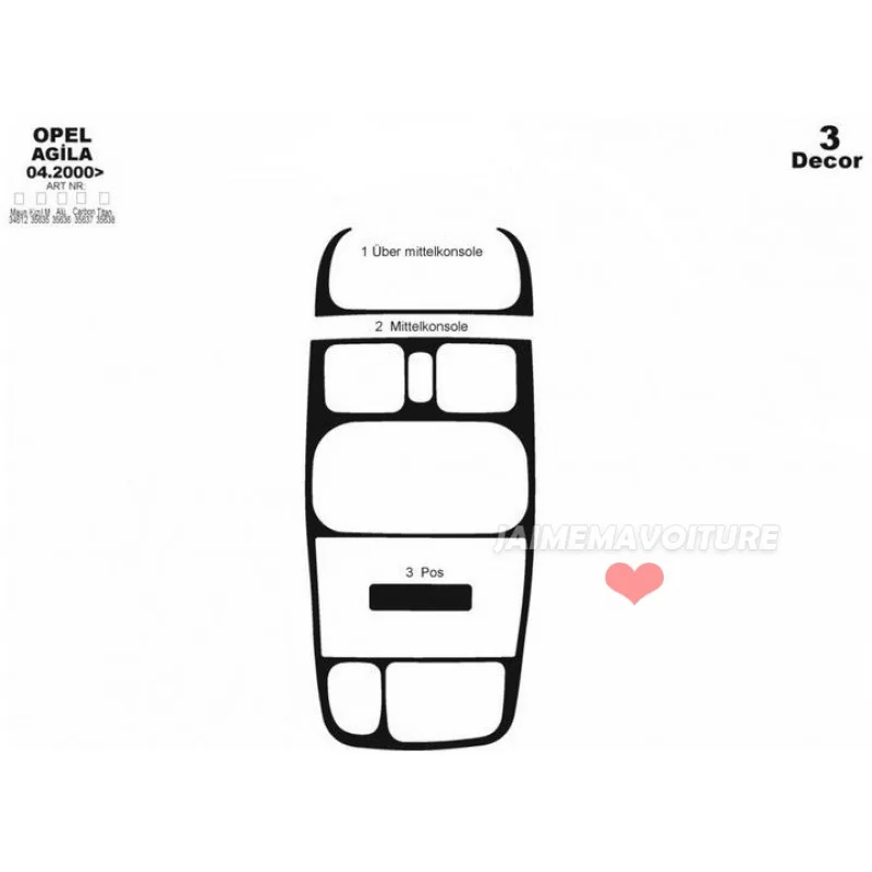 Dashboard insert OPEL Agila 3 pieces Dashboard insert OPEL Agila 3 pieces